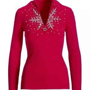 Boston proper Christmas rhinestone snowflake sweater size xl